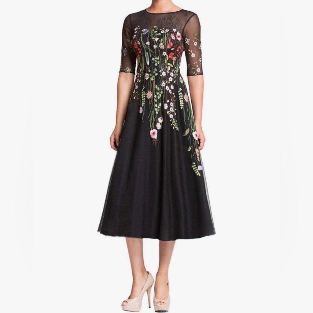 Rickie Freeman For Teri Jon New Embroidered Tulle Cocktail Dress Size 2